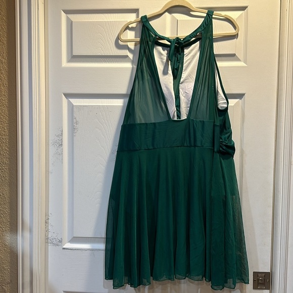 NWT! Bloomchic Green Knotted Back Mesh Insert Swim Dress One Piece Swimsuit 28 - Picture 9 of 11